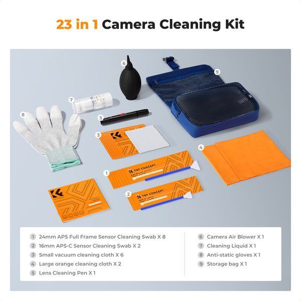 Професійний набір для чищення оптики K&F Concept Optical Cleaning Kit 23 в 1 для фото та відеотехніки (SKU.1868)