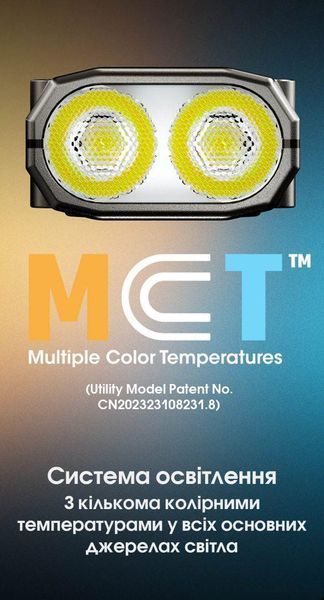 Наключний ліхтар із LED-дисплеєм Nitecore TINI 3 (USB-C, 600Лм, 90м, 330мАг, 3000, 4500, 6500К), помаранчевий