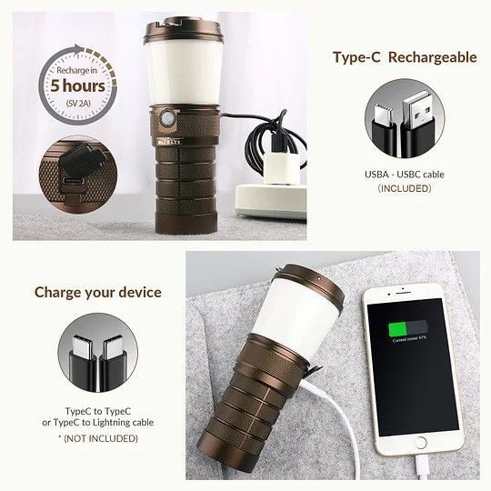 Акумуляторний кемпінговий ліхтар Sofirn BLF LT1 чорний, з функцією Power Bank (4*3000мАг), 2700-5000К