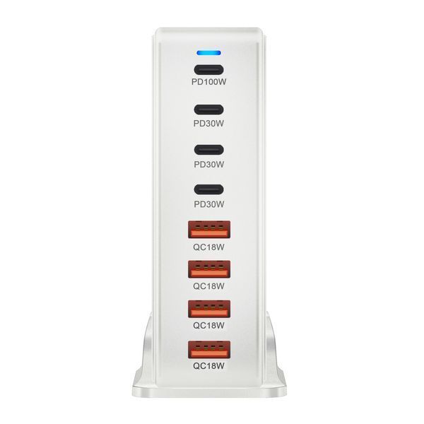 Настольное USB зарядное устройство хаб 8в1 240W GaN White (4*USB Type-C, 4*USB Type-A, быстрая зарядка) 120101.1 фото