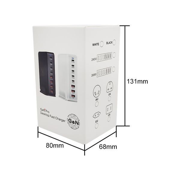 Настольное USB зарядное устройство хаб 8в1 240W GaN White (4*USB Type-C, 4*USB Type-A, быстрая зарядка) 120101.1 фото