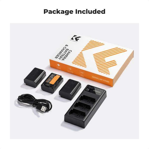 Комплект з трьох акумуляторів та зарядного пристрою K&F Concept NP-FZ100 2280mAh для камер Sony (KF28.0038) KF28.0038 фото