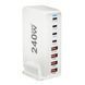 Настольное USB зарядное устройство хаб 8в1 240W GaN White (4*USB Type-C, 4*USB Type-A, быстрая зарядка) 120101.1 фото 1