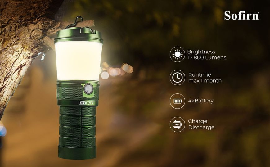 Акумуляторний кемпінговий ліхтар Sofirn BLF LT1 чорний, з функцією Power Bank (4*3000мАг), 2700-5000К
