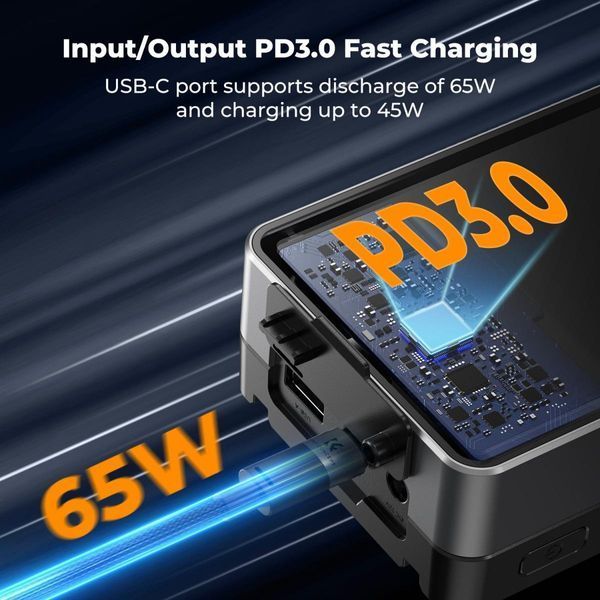 Акумуляторна V-Mount батарея K&F Concept KF-V50 3400mAh 14.8V PD65 Вт з DC/D-Tap/BP/USB-C/USB-A/TFT дисплеєм (KF28.0059) KF28.0059 фото