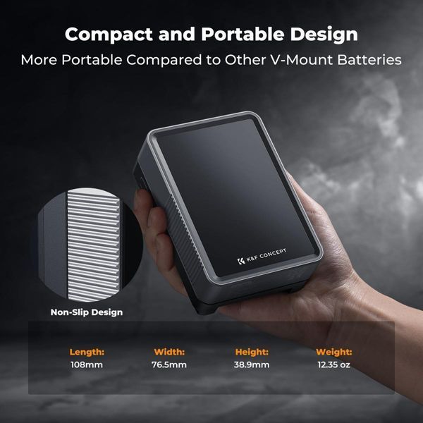 Акумуляторна V-Mount батарея K&F Concept KF-V50 3400mAh 14.8V PD65 Вт з DC/D-Tap/BP/USB-C/USB-A/TFT дисплеєм (KF28.0059) KF28.0059 фото