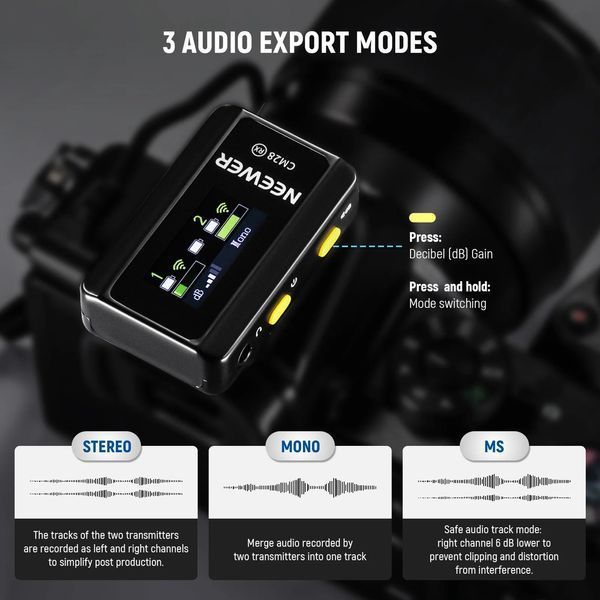 Беспроводной петличный микрофон с зарядным кейсом NEEWER CM28 для камеры и смартфона 21000141 фото