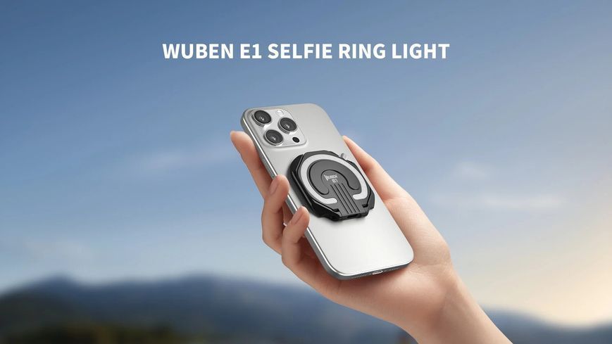 Портативный магнитный кольцевой селфи-фонарь Wuben E1 EDC Black (для смарфонов с функцией MagSafe) 160404.1 фото
