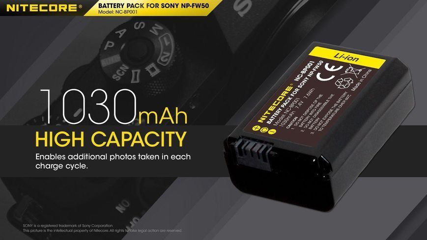 Акумуляторна батарея Nitecore NC-BP001 для камер Sony NP-FW50 010407 фото