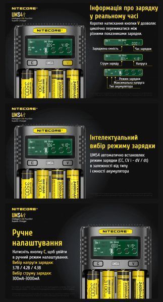 Nitecore UMS4 Зарядний пристрій чотириканальний 010404 фото