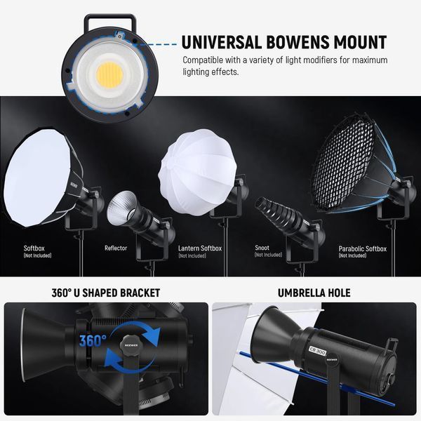 Мощный двухцветный студийный видеосвет NEEWER CB300B 320 Вт Bi-Color LED Video Light (2700-6500K, APP контроль, поддержка 2,4G) 10103256 фото