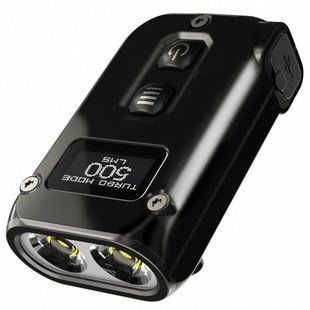 Потужний ліхтарик з LED дисплеєм Nitecore TINI 2 SS, чорна смола (USB Type-C, 500 Люмен, 89м) 010310 фото