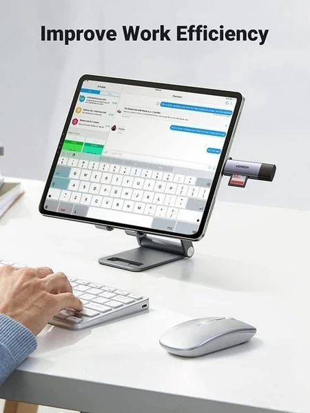 Кардридер Ugreen USB 3.0 + Type-C для TF SD Micro SD OTG адаптер металевий Grey (CM185) 100822.1 фото