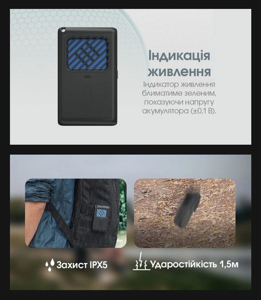 Фумігатор портативний бездротовий Nitecore EMR06, чорний (вбудований акумулятор 1800мАг)