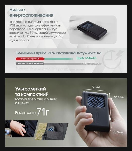 Фумігатор портативний бездротовий Nitecore EMR06, чорний (вбудований акумулятор 1800мАг)