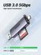 Кардридер Ugreen USB 3.0 + Type-C для TF SD Micro SD OTG адаптер металевий Grey (CM185) 100822.1 фото 2