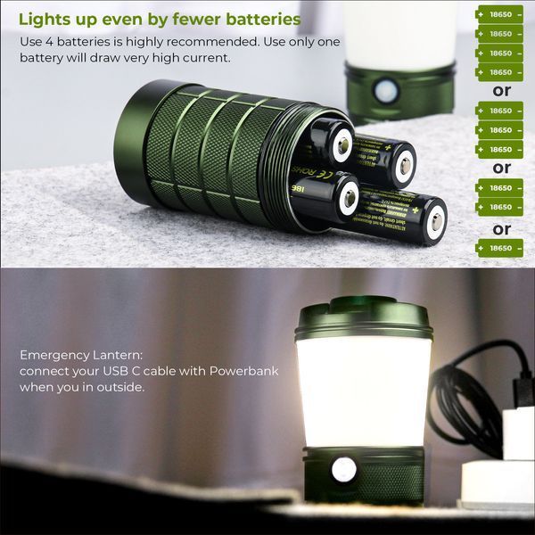 Аккумуляторный кемпинговый фонарь Sofirn BLF LT1 зеленый, с функцией Power Bank (4*3000мАч), 2700-5000К 040302 фото