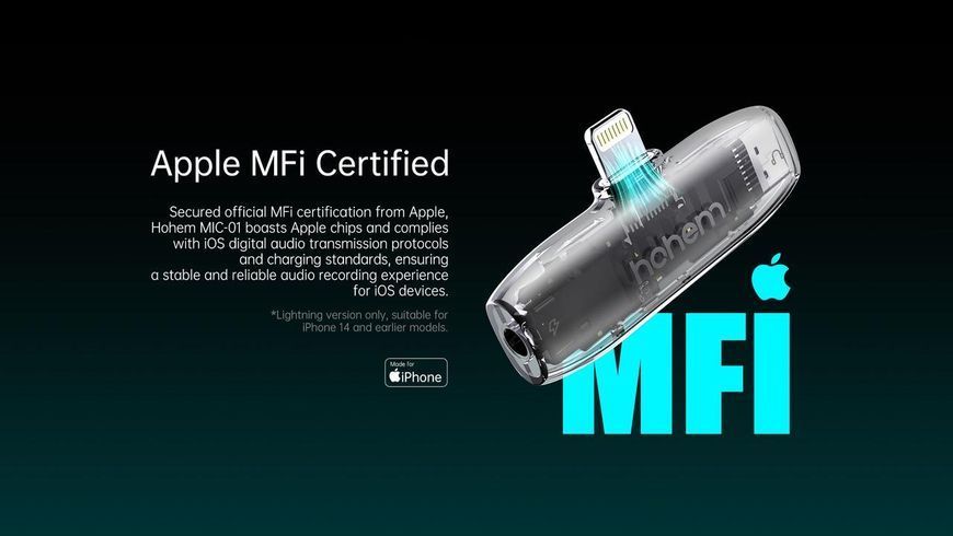 Бездротовий мікрофон Hohem MIC-01 White (2TX+1RX+зарядний кейс) з входом типу Lightning для iPhone 14 і менше 060104.6 фото