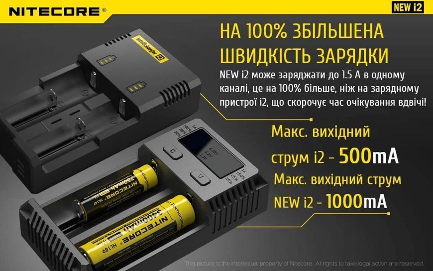 Зарядний пристрій для акумуляторів Nitecore NEW i2 двоканальний 010418 фото