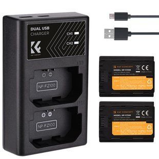 Комплект из двух аккумуляторов и зарядного устройства K&F Concept NP-FZ100 2280mAh для камер Sony (KF28.0016) KF28.0016 фото