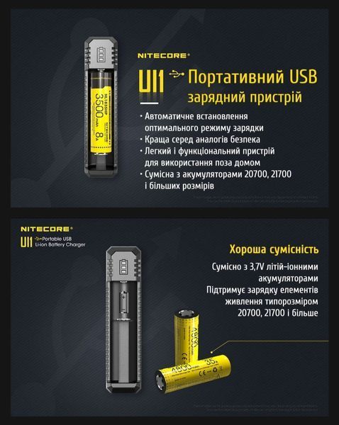 Nitecore UI1 одноканальное зарядное устройство для аккумуляторных батарей 010410 фото