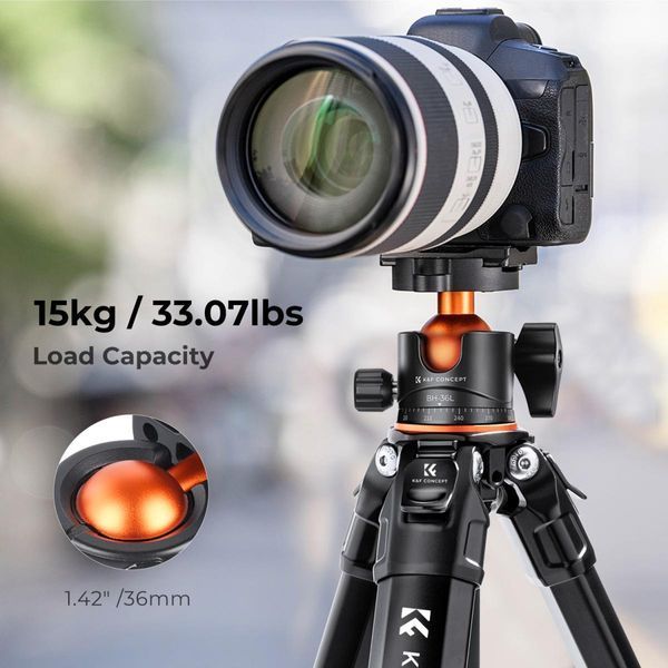 Алюминиевый штатив для камеры K&F Concept Mutate Series M1+ BH-36L (высота 177cм, груз. 15кг) (KF09.105V1) KF09.105V1 фото