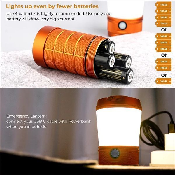 Акумуляторний кемпінговий ліхтар Sofirn BLF LT1 помаранчевий, з функцією Power Bank (4*3000мАг), 2700-5000К
