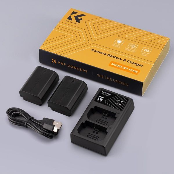 Комплект з двох акумуляторів та зарядного пристрою K&F Concept NP-FZ100 2280mAh для камер Sony (KF28.0016) KF28.0016 фото