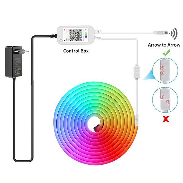 Розумна неонова світлодіодна стрічка RGB 5м із синхронізацією музики (12-24 В, 84 світлодіодів/м) додаток TUYA