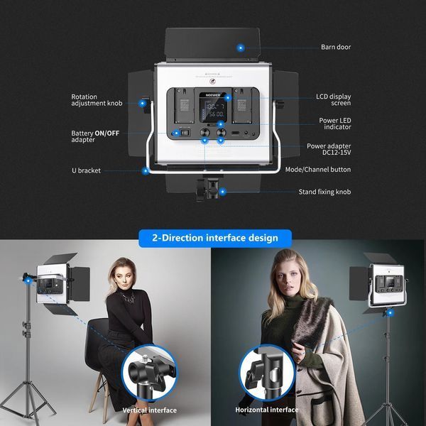 Студійне відеосвітло NEEWER RGB660 PRO з APP керуванням (3200K до 5600K, RGB, CRI 97+) 10098926 фото