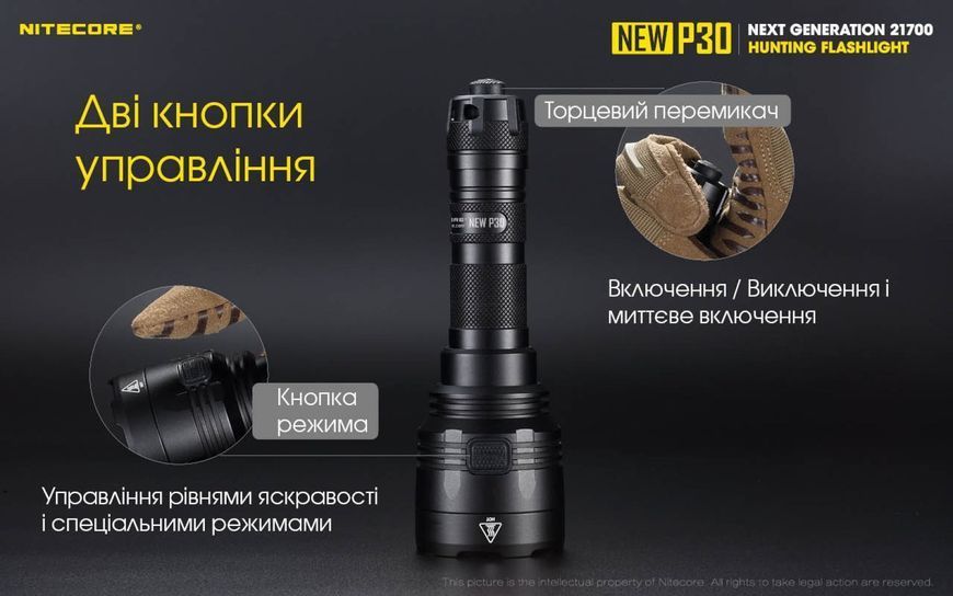 Ручний ліхтар Nitecore P30 NEW (1000Лм, 618м, без акумулятора) 010305.1 фото