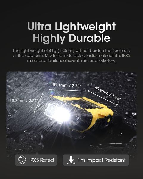 Налобний ліхтар з кліпсою на кепку і датчиком руху Nitecore NU11
