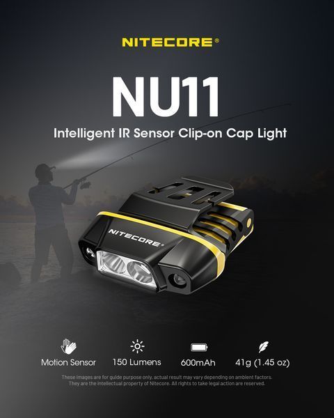 Налобний ліхтар з кліпсою на кепку і датчиком руху Nitecore NU11