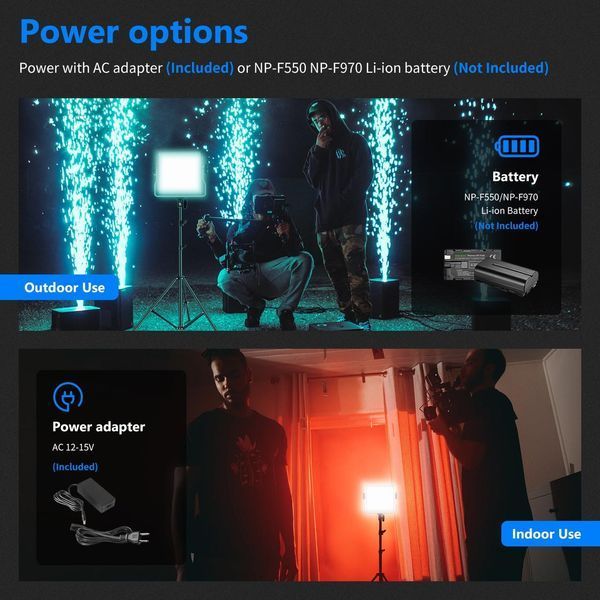 Студійне відеосвітло NEEWER RGB660 PRO комплект з двох ламп та двох штативів-стійок