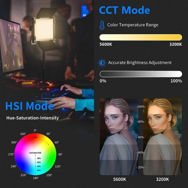 Студійне відеосвітло NEEWER RGB660 PRO комплект з двох ламп та двох штативів-стійок
