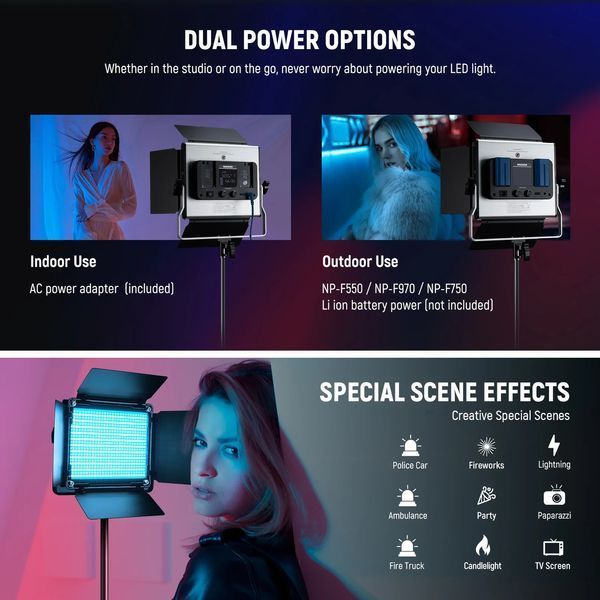 Студийный видеосвет NEEWER RGB660 PRO II комплект из двух ламп, двух штативов-стоек и сумки для хранения 10105109 фото