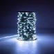 Світлодіодна новорічна гірлянда роса 50м 500LED водостійка (IP44) холодне біле світло, зелена основа, з пультом, 8 режимів