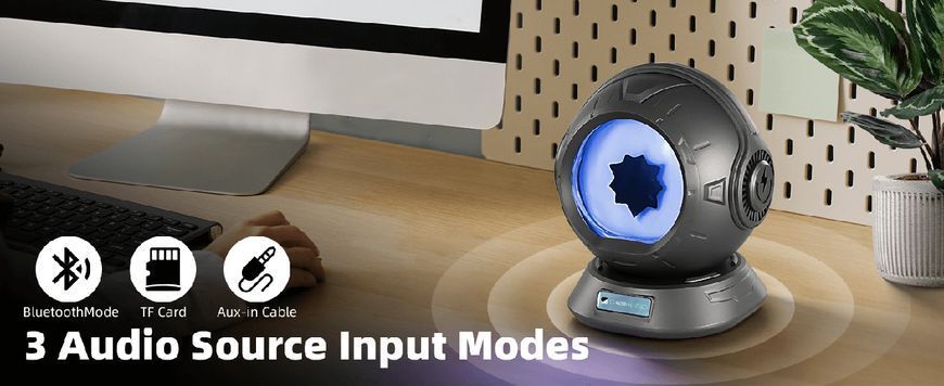 Bluetooth-колонка Sovenomund Ferrofluid космонавт с 2 регулируемыми режимами и цветной подсветкой, Silver 100313.3 фото