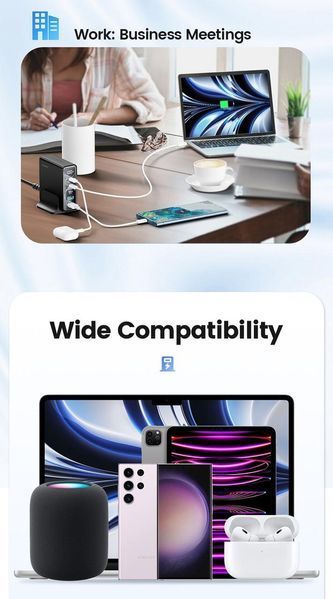USB зарядное устройство для хаб 5в1 Toocki 140W GaN (3*USB Type-C, 2*USB Type-A, быстрая зарядка, LED дисплей) 120102 фото