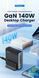USB зарядное устройство для хаб 5в1 Toocki 140W GaN (3*USB Type-C, 2*USB Type-A, быстрая зарядка, LED дисплей) 120102 фото 2