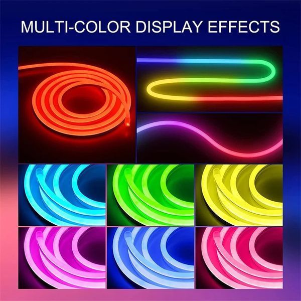 Гнучка світлодіодна неонова стрічка RGB 10м із синхронізацією музики (12-24 В, 84 світлодіодів/м) додаток TUYA, пульт