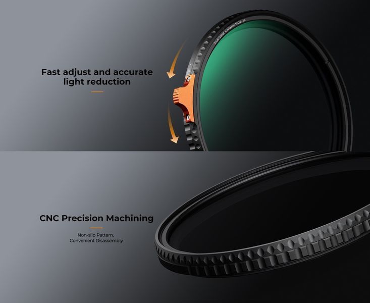 Світлофільтр K&F Concept Nano-X True Color ND2-32 62мм зі змінною нейтральною щільністю (KF01.2157) KF01.2155 фото