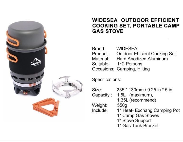 Система для приготовления пищи Widesea WSJC-002 1л для кемпинга с теплообменником 100611 фото