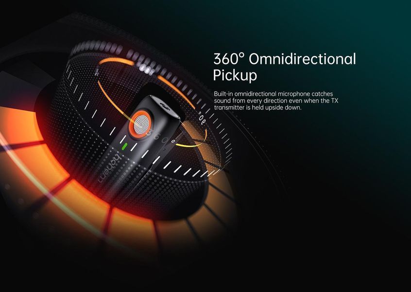 Бездротовий мікрофон Hohem MIC-01 Black (1TX+1RX) Type-C для смартфонів, планшетів, ноутбуків