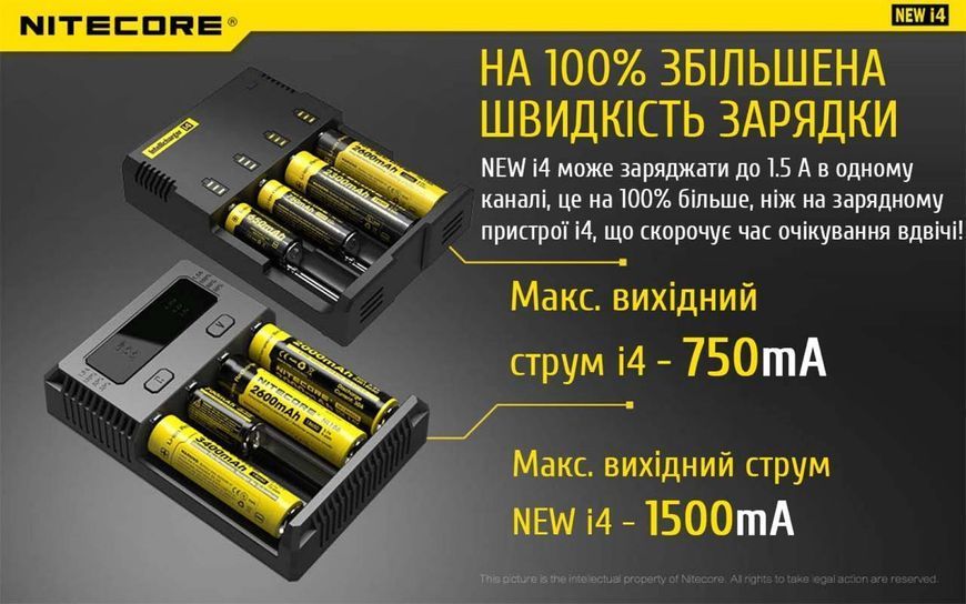 Зарядное устройство для аккумуляторов Nitecore NEW i4 четырехканальное 010418.1 фото