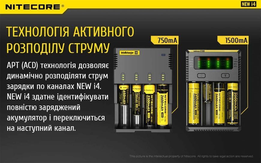 Зарядное устройство для аккумуляторов Nitecore NEW i4 четырехканальное 010418.1 фото