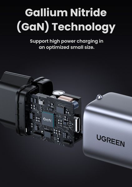 Мережевий зарядний пристрій UGREEN Nexode mini 30W GaN USB-C Fast Charger Grey CD319 100809 фото