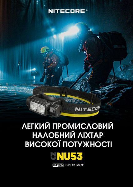 Ліхтар налобний Nitecore NU53 (Датчик наближення, 1800Лм, 175м, 6000мАг, USB Type-C) 010223 фото