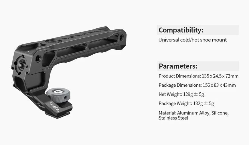 Ручка для кліток фотокамер з холодним башмаком SmallRig Top Handle with Cold Shoe (Lite) 3764 050302 фото