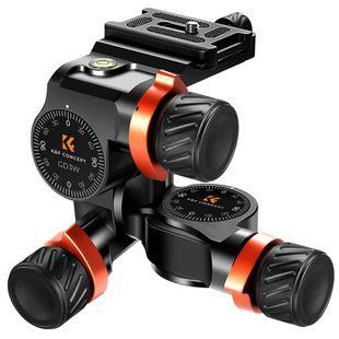 Головка штатива K&F Concept с 3-х сторонним редуктором из алюминиевого сплава, грузоподъемность 7кг (KF31.047) KF31.047 фото